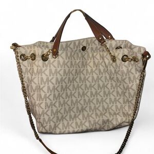 Michael Kors Tan and Brown Logo Tote